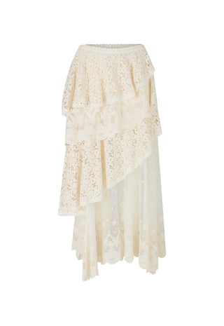 an-off-the-shoulder-tiered-lace-skirt-in-a-warm-cream-or-ivory-color-displayed-against-a-solid-white-background